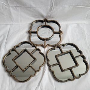 3 Piece Antique Brass Mirror Set